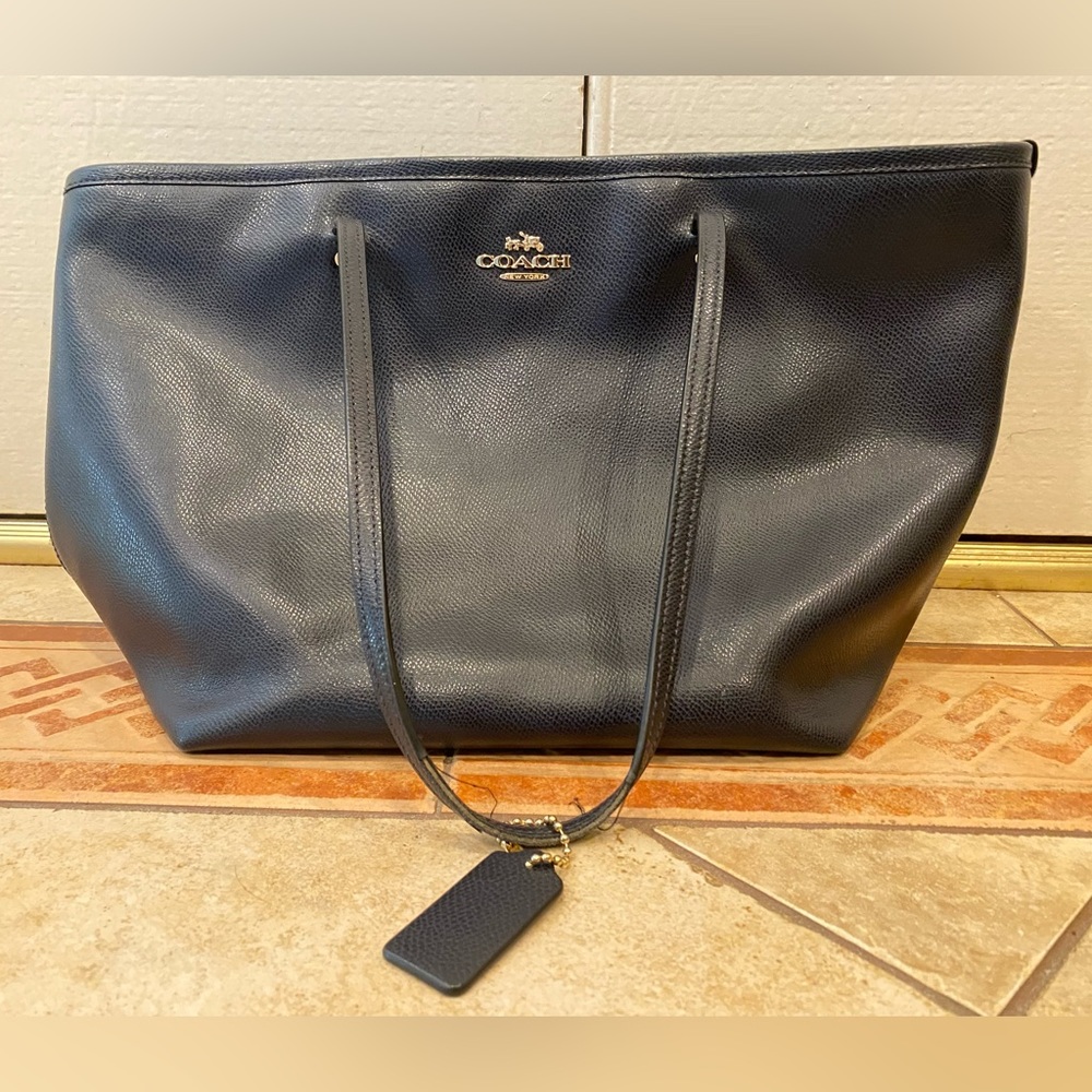 Vintage dark blue coach tote bag